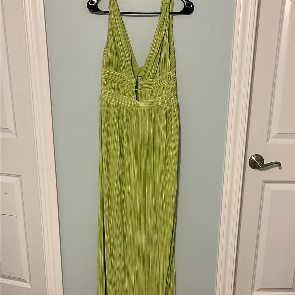 Hello Molly Green Ruched Pleated Gown